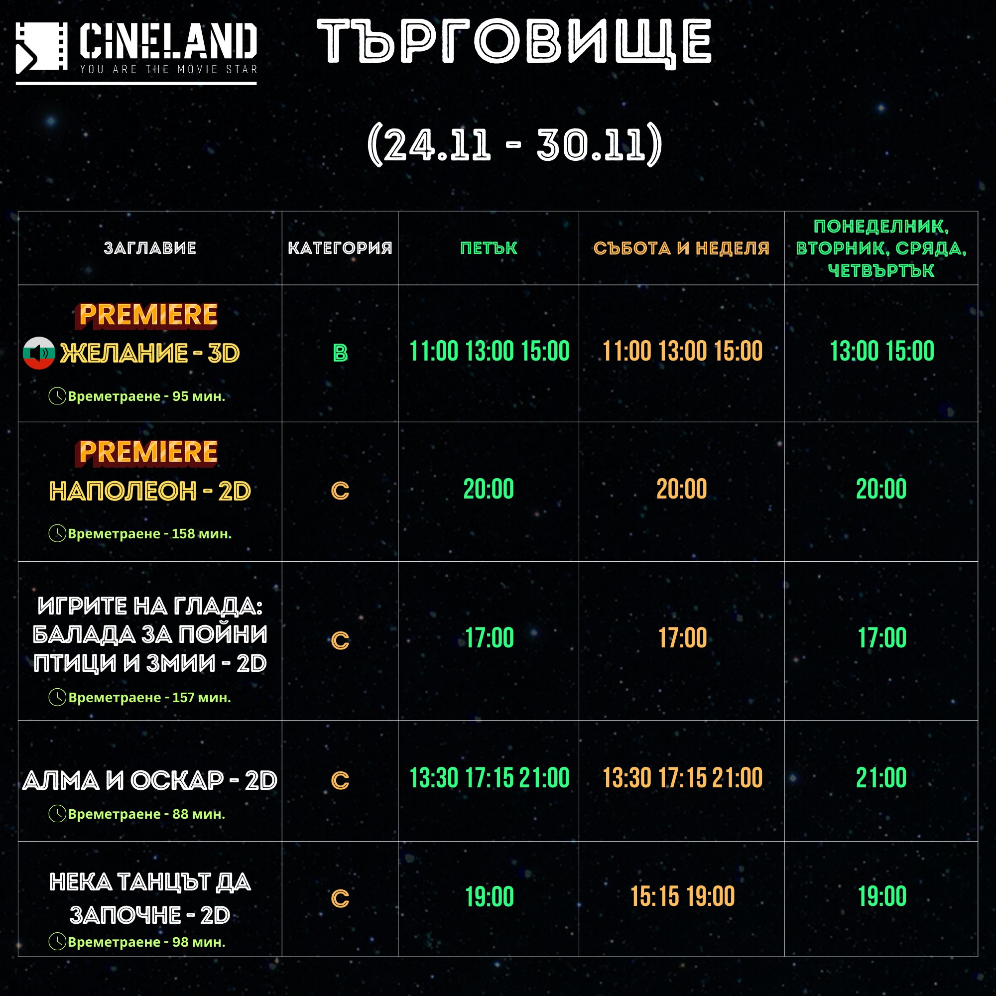 CineLand Cinemagic :      24-30.11.2023 